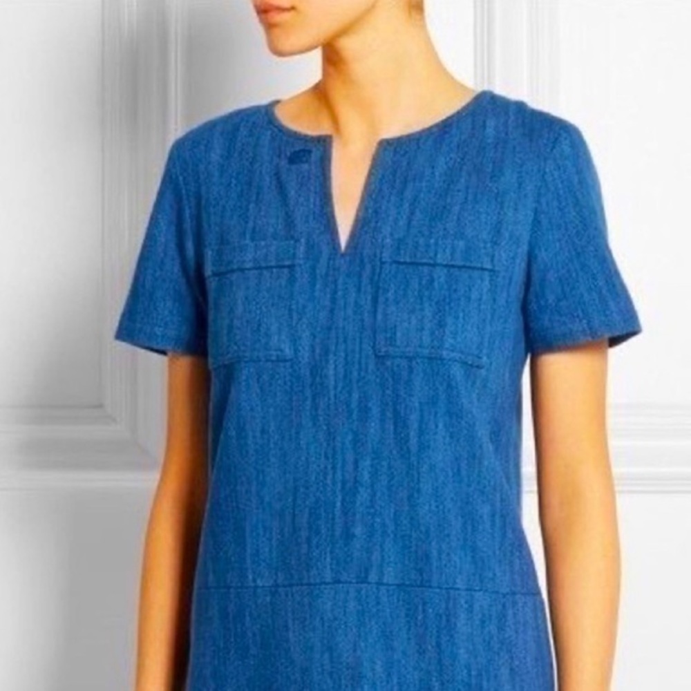 Very J dress tunic front pockets blue denim jean material M Barely Preloved
